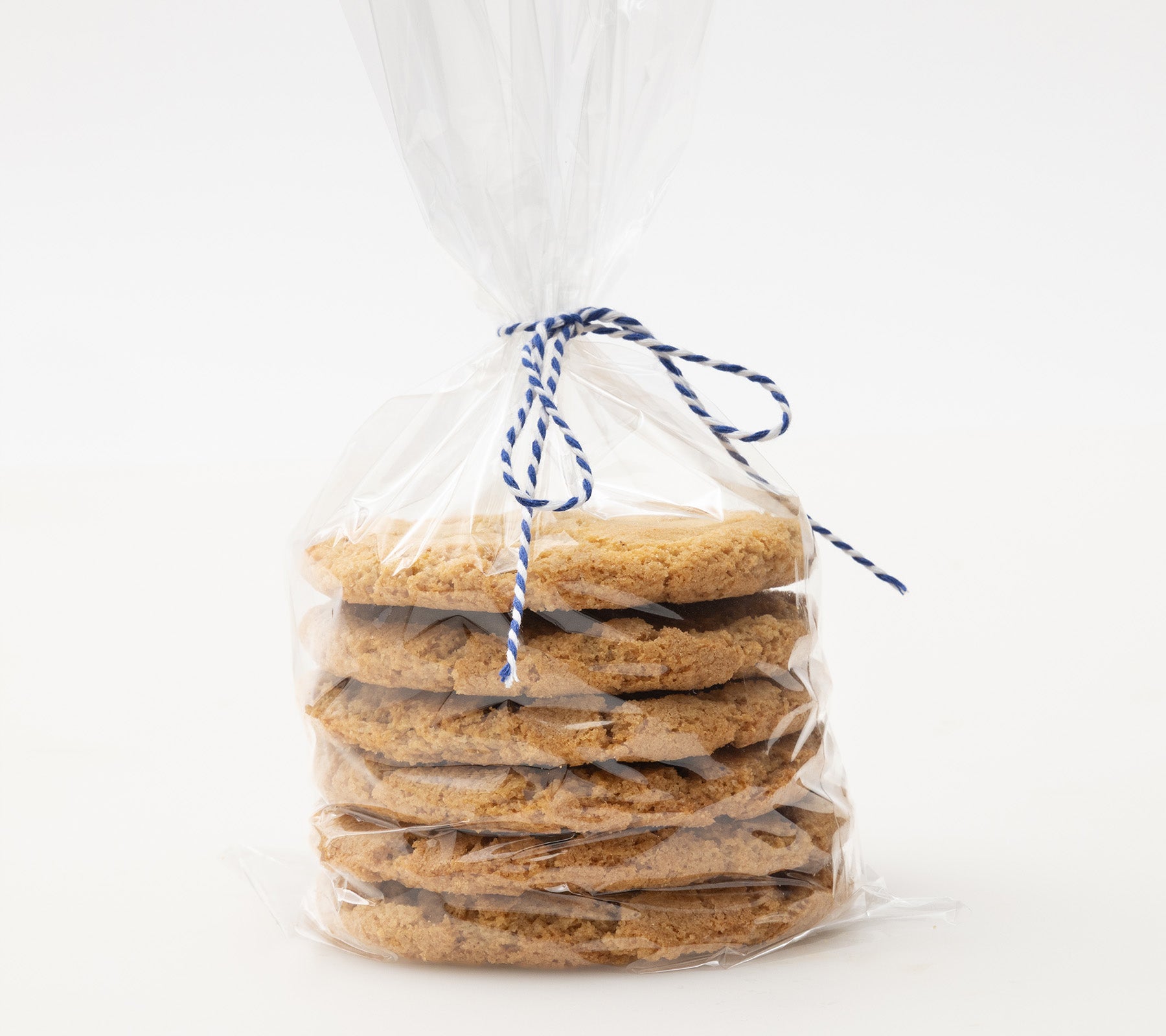 einkorn cookies in plastic wrap with tie